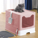 UIMNJHUKE Foldable Cat Litter Box with Lid, Extra Large Kitty Litter Box - Pink - Brand New
