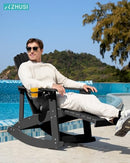 ZHUSI Adirondack Rocking Chair Outdoor Retractable Ottoman, 1PC BLACK - Like New