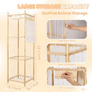TOPHDY STUFFED ANIMAL STORAGE ORGANIZER, LARGE WOODEN ZOO TOY HOLDER - NATURAL - Like New