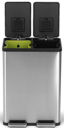 SIMPLI-MAGIC 60L/16G RECTANGULAR HANDS-FREE DUAL COMPARTMENT P79598 - STEEL - Like New