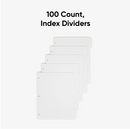 SMEAD 3-RING BINDER INDEX DIVIDERS, 5-TAB, 11" X 8 1/2", WHITE, PACK OF 20 SETS - Brand New