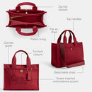 COACH COLORED DYE DENIM CARGO TOTE 26, K2457-CZ430 - RED RUBY - Like New