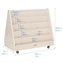 ECR4KIDS DOUBLE-SIDED MOBILE WOODEN BOOK DISPLAY AND STORAGE - WHITE WASH - Like New