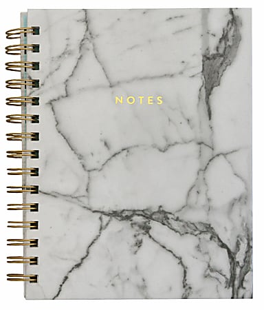 ECCOLO WIRO SPIRAL JOURNAL, 6” X 8”, 100 PAGES - MARBLE/GOLD/IVORY - Like New