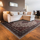 Linon Emerald Barton Cream & Rust Area Rug 6.7 X 9.7 Ft Traditional Decor - Brand New