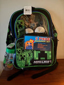 MINECRAFT 15.5L BACKPACK 5 PIECE SET WITH HEADPHONES - BLACK - Brand New