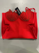 FASHION NANA FITTED DRESS - SIZE: WOMEN M - RED - Brand New