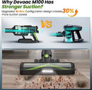 DevoacTech Cordless Vacuum Powerful 33KPa 8in1 265W Brushless Motor M100 - Green - Like New