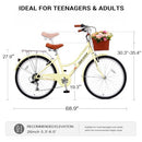 QARSWA C-100 Cruiser Bike, 26-inch comfort with Shimano 7-Speed - Cream Yellow - Like New