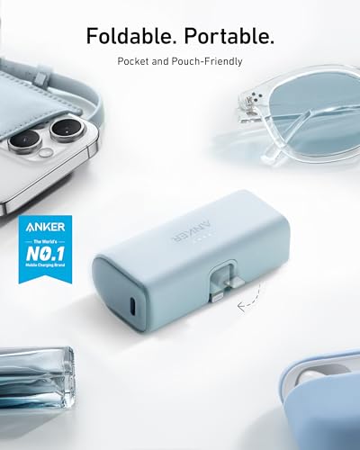 ANKER NANO PORTABLE CHARGER IPHONE MFI LIGHTNING CONNECTOR POWER BANK - BLUE - Like New