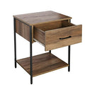 MAPLELIFE Nightstand Simple Side Table, Teak Color Nightstand Knock Down - Brand New