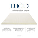 LUCID Topper 2 Inch Ventilated Memory Foam Mattress, King - Brand New