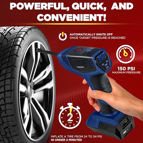Bullseye Pro Tire Inflator Portable Air Compressor Car Tire Inflator - Blue - Like New