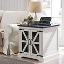 JXQTLINGMU Farmhouse End Table, 24" Large Sofa Side Table with Charging Station - Like New