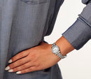 ARMITRON WOMEN'S CRYSTAL BRACELET WATCH 75-2475MPSV - SILVER - Like New