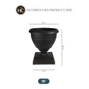 The HC Companies 18 Inch Tall Olympia Urn, Lightweight Plant Pot - Black - Brand New