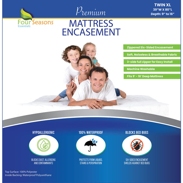 Twin Extra Long (XL) Mattress Protector Zippered Bed Bug Waterproof Encasement - Brand New