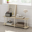 FURINNO TURN-N-TUBE NO TOOLS MODERN RECTANGLE SIDE TABLE, BAUHAUS OAK/BEIGE - Like New