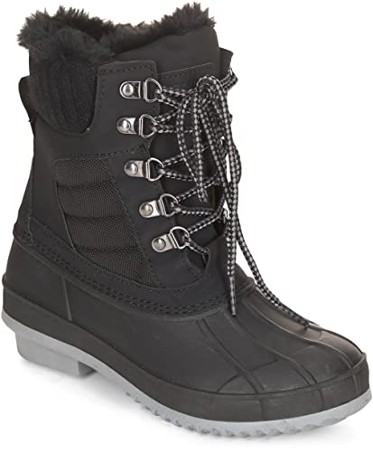 Khombu Women's Kathleen Waterproof Boot Mid Calf Black/Gray Size 9 - Brand New