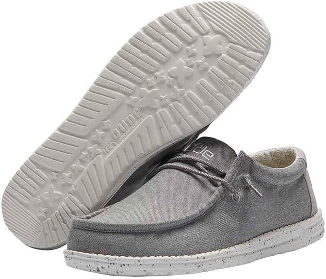 110063224 Hey Dude Men's Wally Chambray Frost Grey 10 - Like New