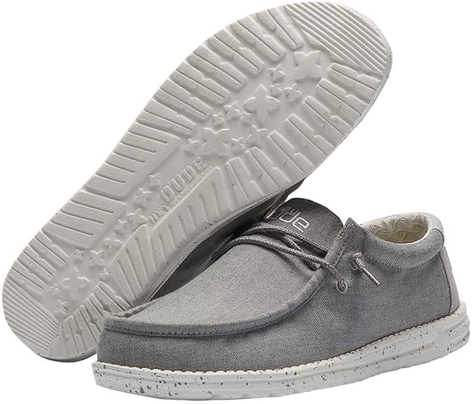 110063224 Hey Dude Men's Wally Chambray Frost Grey 10 Like New