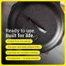 LODGED PRE-SEASONED CAST IRON LID REPLACEMENT SKILLET COVER 12 INCHES - BLACK - Like New