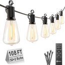 BRIGHTOWN 108FT OUTDOOR STRING LIGHTS LED PATIO LIGHTS WITH 52 SHATTERPROOF LED - Like New