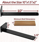 ISOKER 10" SHELF BRACKETS 8 PACK FLOATING SHELF BRACKET 1/5” THICK CARBON STEEL - Brand New