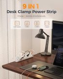 TESSAN DESK CLAMP POWER STRIP WITH 2100J SURGE PROTECTOR TS-PS06US00 - GRAY - Like New