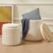 CHILIHOM ROUND OTTOMAN WITH STORAGE SET OF 2 UPHOLSTERED VELVET - BEIGE - Brand New