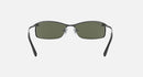 RAY BAN POLISHED GUNMETAL FRAMES WITH G-15 GREEN LENS RECTANGLE SHAPE - Like New