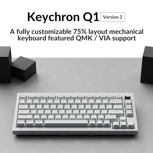 KEYCHRON Q1 QMK CUSTOM MECHANICAL KEYBOARD FULLY ASSEMBLED VERSION 2 - WHITE Like New