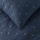 STONE & BEAM JERSEY X-STITCH COTTON COVERLET SET SOFT EASY CARE KING - NAVY - Like New