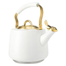 THYME&TABLE 1.8L STAINLESS STEEL STOVETOP TEA KETTLE - WHITE & GOLD - Brand New