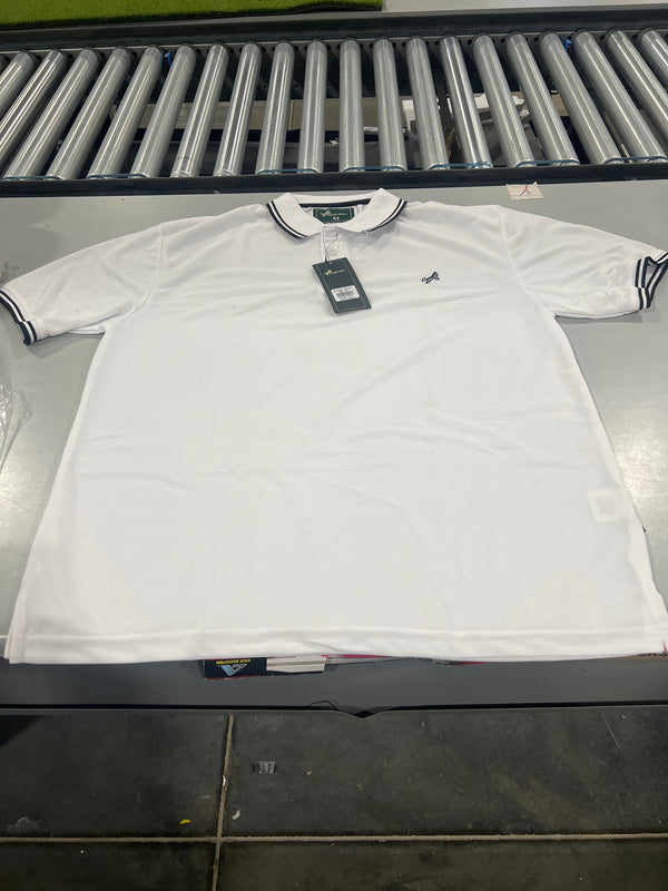 TIGER WOLF 3 BUTTON POLO SHIRT - SIZE: MEN XL - WHITE/BLACK - Like New