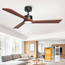 Daminy Natural Solid Wood 52" Ceiling Fan Light 3 Blade 6 CCT - - Scratch & Dent