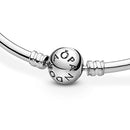 PANDORA MOMENTS STERLING SILVER CLASP CLOSURE BANGLE BRACELET 8.3-INCH - SILVER - Like New