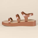 AEWM84666 AMAZON ESSENTIALS WOMEN'S STRAPPY FLATFORM SANDALS TAN SIZE 9 - Like New