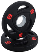 SIGNATURE FITNESS OLYMPIC 2-INCH CAST IRON 2 IN 1 PLATE WEIGHT 45LBS BLACK/RED - Like New