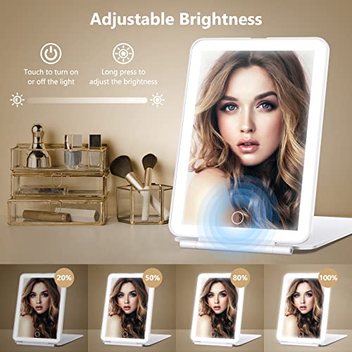 MIROPOSS RECHARGEABLE MAKEUP MIRROR TRAVEL VANITY 80LEDS 2000MAH - WHITE - Like New