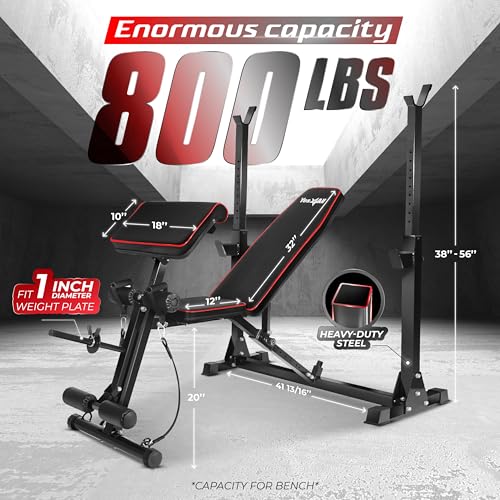 YES4ALL ADJUSTABLE WEIGHT BENCH RACK, 800LBS WORKOUT BENCH - Scratch & Dent