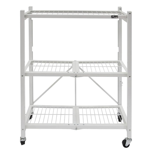 ORIGAMI 3-TIER FOLDABLE STORAGE SHELVES, HEAVY DUTY SHELF RACK UNIT - WHITE - Like New