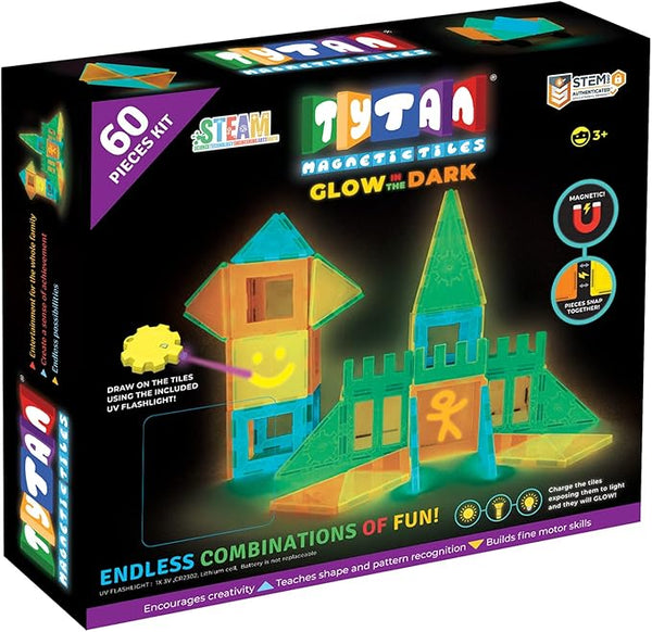 TYTAN TILES GLOW IN THE DARK 60-PIECE MAGNETIC TILES BUILDING - Scratch & Dent