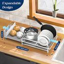 ACMETOP Dish Drying Rack 19" to 27" Expandable Heavy Duty Dish Drainer - Grey - Brand New