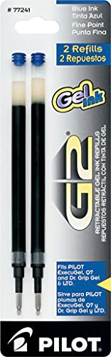 PILOT G2 GEL INK REFILLS, FINE POINT 0.7 MM, BLUE, PACK OF 2 PIL77241 - Brand New