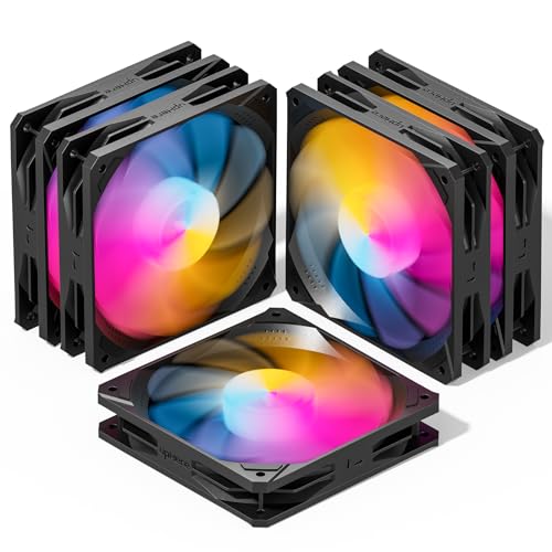UPHERE 120MM BLACK ARGB COMPUTER CASE FANS 5-PACK HIGH PERFORMANCE COOLING - Like New
