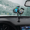 IBASICS HEAVY DUTY DUAL CAR MOUNT FLEXIBLE LONG GOOSENECK 2 PHONES - BLACK - Like New