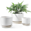 LE TAUCI Ceramic Plant Pots, 4.3+5.3+6.8 inch, Set of 3, Planters, White - Like New