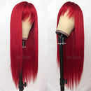 QD-TIZER RED LONG SILKY STRAIGHT WIG BANGS HEAT RESISTANT SYNTHETIC NO LACE WIG - Brand New