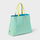 OPEN STORY WATER RESISTANT REVERSIBLE TOTE BAG - BLUE/LIME - Brand New